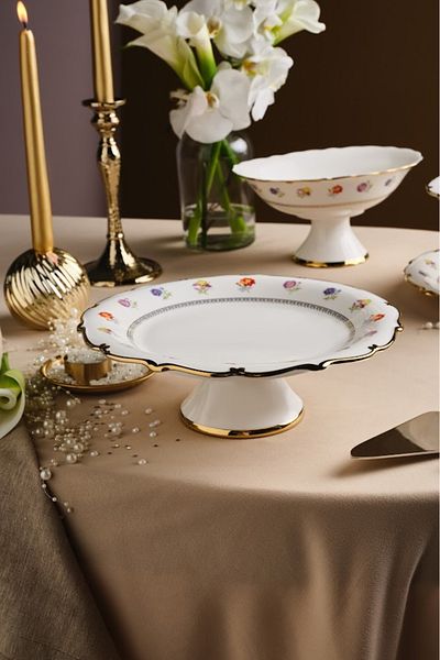 Karaca Royal Bone Diana Footed Cake Stand Gondola 25.5 cm