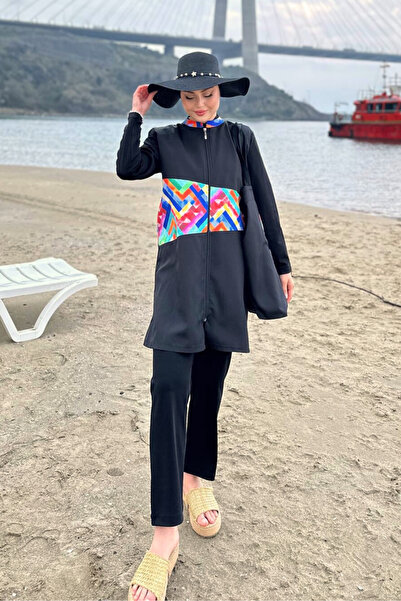 Bipantolon Set de costume de baie hijab din 4 piese pentru femei, cu blocuri ...