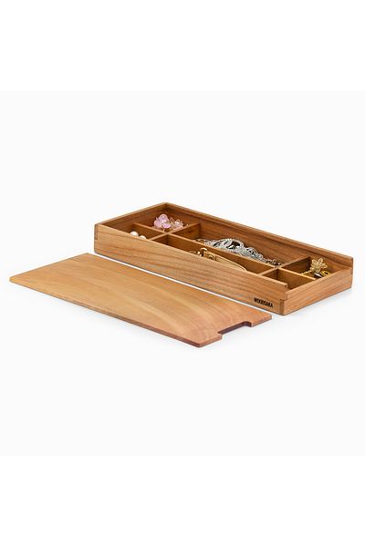 Woodsaka - 6 Compartments Gift and Accessory Box with Sliding Lid