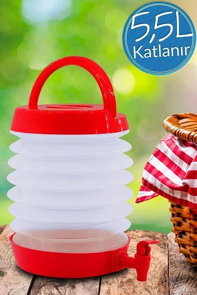nublado Folding Water Canister with Faucet Outdoor Accordion Camping Fountain Picnic Bottle Beverage Bottle Bucket Red