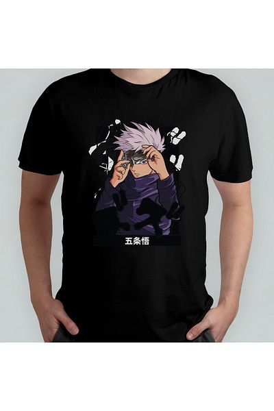 Pixxa Jujutsu Kaisen Satoru Gojo Unisex 100% βαμβακερό μπλουζάκι με λαιμόκοψη μοντέλο 8