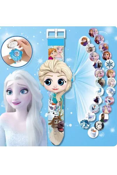 Oyunsal Elsa Figured Frozen Projection Digital Toy Children's Clock Wall Reflected Projector Elsa