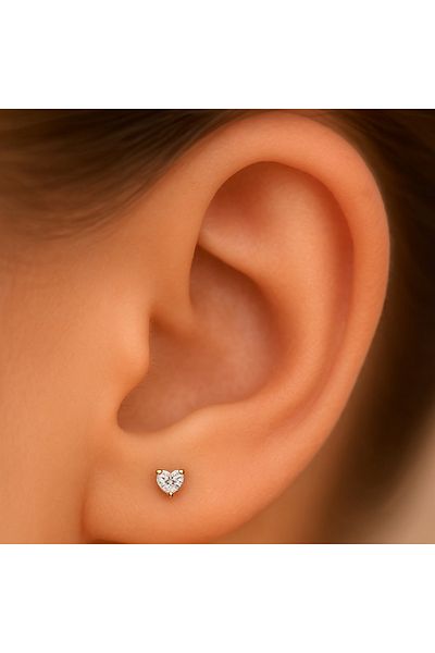 Heppii Heart Solitaire Surgical Steel Piercing Tragus Helix Cartilage Conch Lobe Tongue Compatible