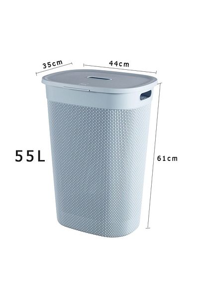 Generic Large plastic laundry basket with lid and handles in blue