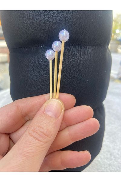 43 cici süsler organizasyon 100 Pieces Decorative Round Pearl Cake Toothpicks 6 Cm - Pearl 8 Mm - Engagement Promise Toothpicks with Pearls
