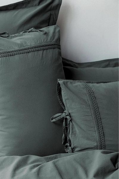 İssimo Home Σετ παπλωματοθήκης Drope Teal Green Washed 100% Poplin Διπλό