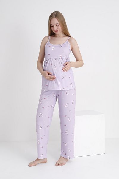 Miss Dünya Lissa Floral Patterned Maternity and Maternity Suspender Pajama Set
