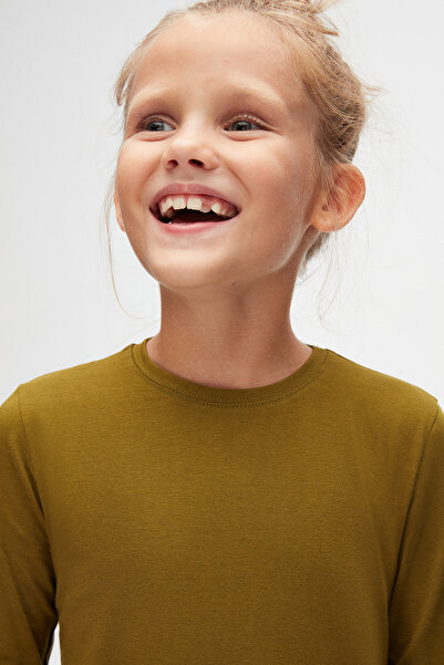 LOVETTI Παιδικό εποχιακό μπλουζάκι Olive Green Unisex - Crew Neck, μακρυμάνικο