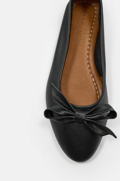 NILUFARR Liu Black Genuine Leather Women's Ballerinas