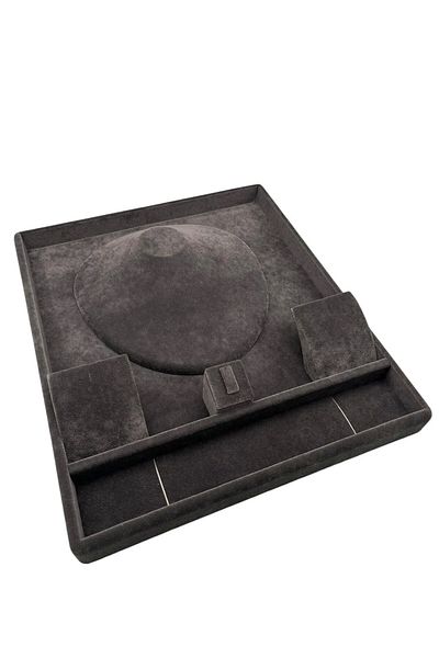 MeGass Dekor Domestic Production Special Order Suede Coating 35/30 cm Smoked Color Drawer Jewelry Organizer Table