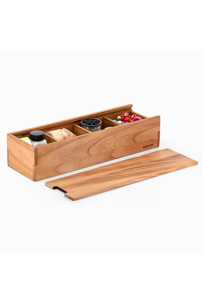 Woodsaka - 4 Compartment Gift and Accessory Box with Sliding Lid