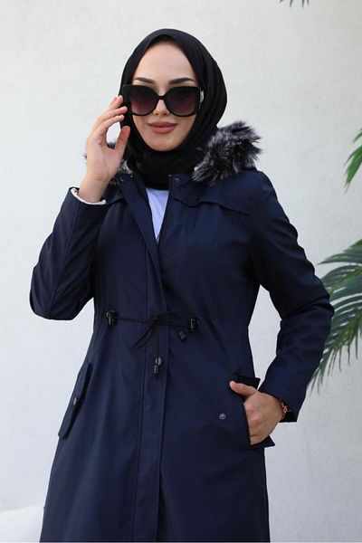 giyze Bondit Hijab παλτό με κουκούλα Navy Blue 1054