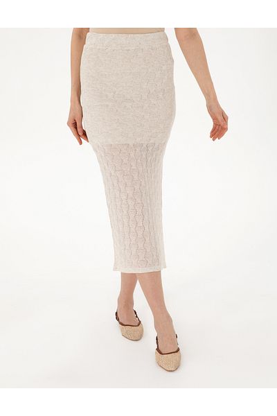Pierre Cardin Cream Slim Fit Knitted Skirt 50301447 -Vr071