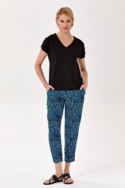 İKİLER V Yaka Yakası Büzgülü Düşük Kol Bluz 024-1000