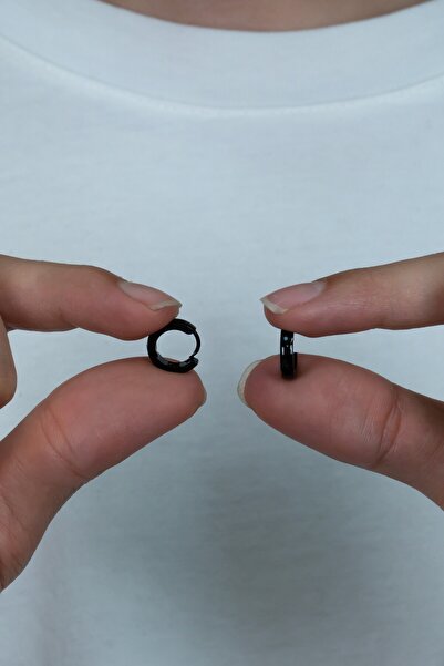 Takı Dükkanı Bright Thin Ring Men's Unisex Steel Earrings Pair 2 Pcs Mse6-2