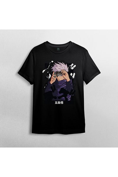 Pixxa Jujutsu Kaisen Satoru Gojo Unisex 100% βαμβακερό μπλουζάκι με λαιμόκοψη μοντέλο 8