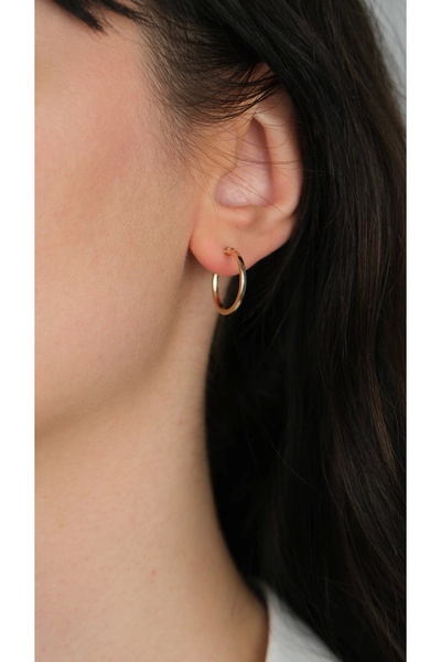 Arpaş 14 Ayar Altın İnce Sade Düz Halka Küpe 996