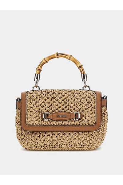 Guess Emelda Damen-Schultertasche aus Stroh