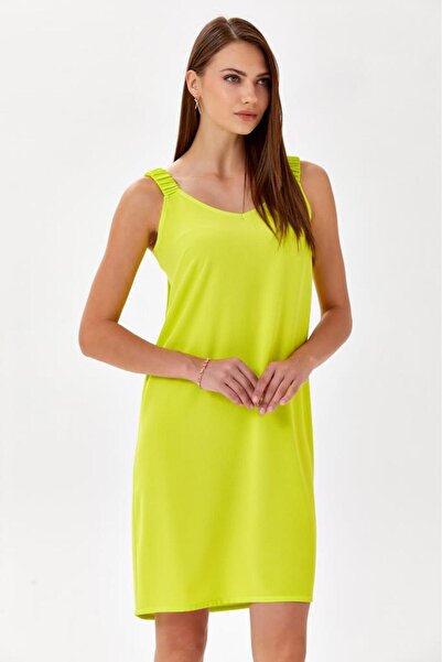 İKİLER Kaln Askılı Lastik Detaylı Elbise 024-4024