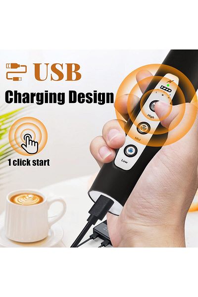 fulina Rechargeable Electric Whisk Drink Mixer with 3 Heads 3 Speeds Coffee Frother Electric Stirrer