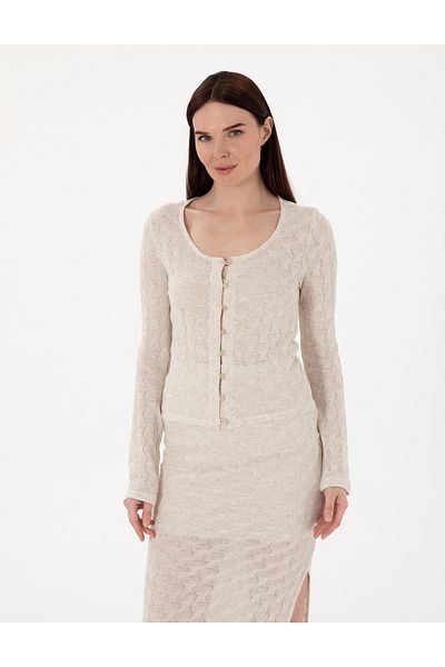 Pierre Cardin Cream Slim Fit Knitted Cardigan 50301371 -Vr071