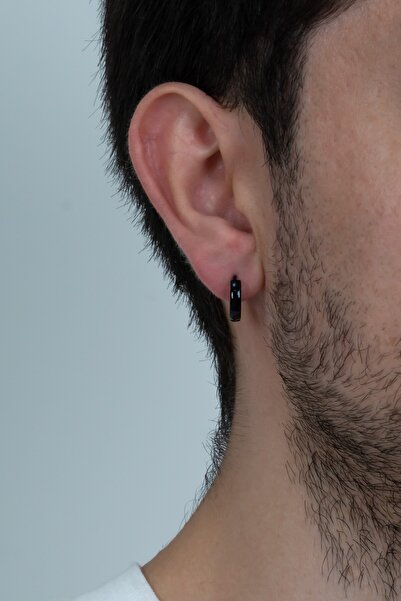 Takı Dükkanı Bright Thin Ring Men's Unisex Steel Earrings Pair 2 Pcs Mse6-2