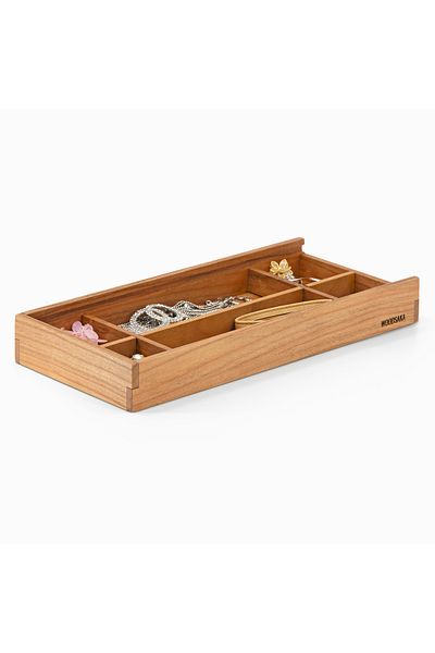 Woodsaka - 6 Compartments Gift and Accessory Box with Sliding Lid