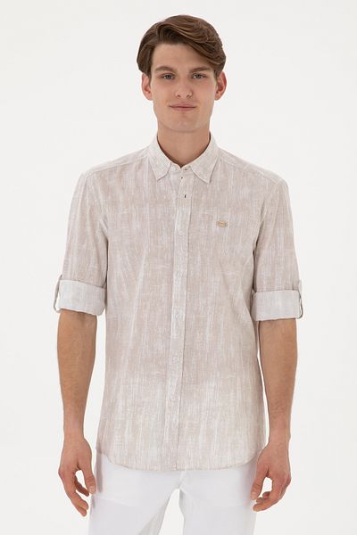 U.S. Polo Assn. Мъжка риза с дълъг ръкав в цвят камък 50300472-VR049