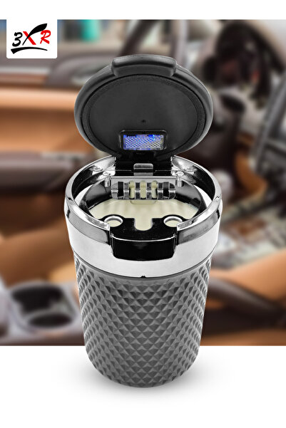 3XR منفضة سجائر سيارة مع غطاء، ضوء LED، فتحة لإطفاء الدخان، كوب داخلي من السي...