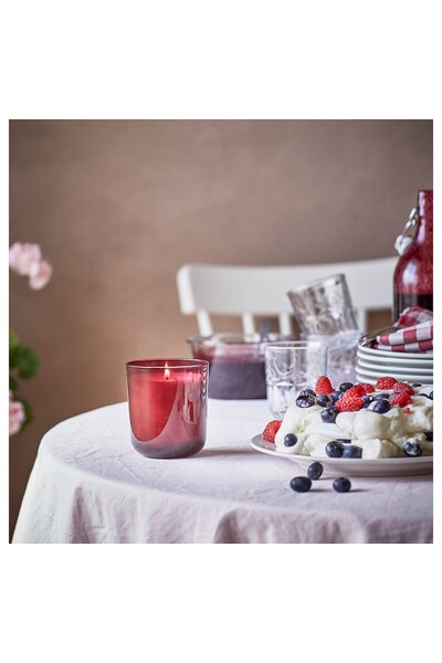 IKEA STÖRTSKÖN Scented candle in glass, Berries/red, 50 hr