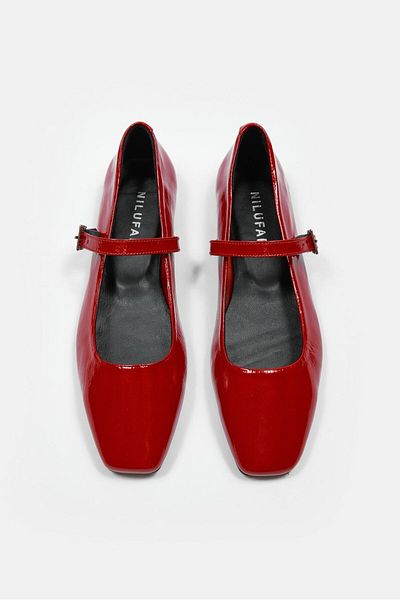 NILUFARR Beery Red Patent Leather Genuine Leather Women's Ballerinas