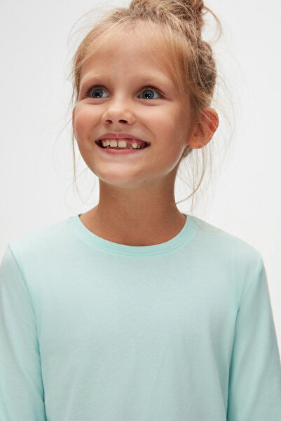 LOVETTI UniSex Children'S SeaSonal T-Shirt - Crew Neck, Long Sleeve, Mint Basic