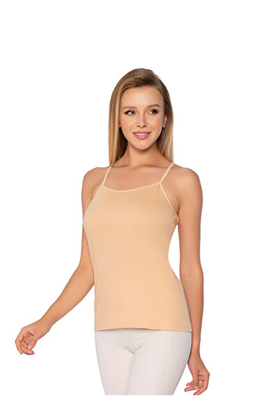 DONLİZZA Silver Women's Rope Strap Tank Top Skin Color 3 Pieces