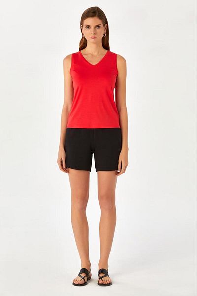 İKİLER Sleeveless V-Neck Basic Blouse - 024-1043