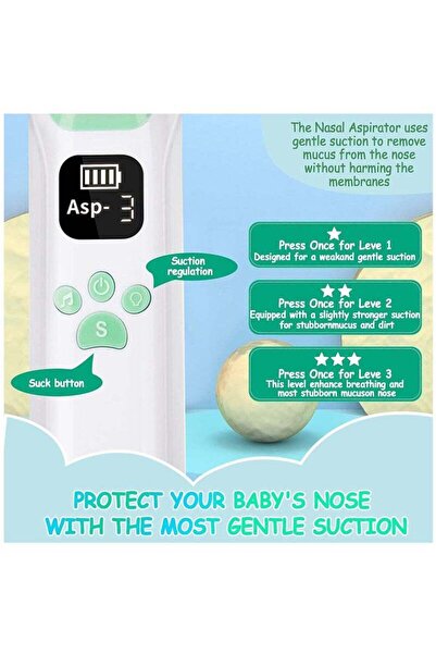 Yelajoy Baby electric nasal aspirator,3 levels of suction and 3 suction heads,portable and rechargeable