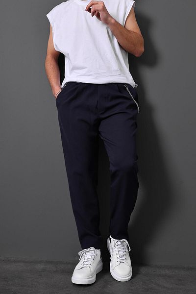 Slatra Ανδρικό υφασμάτινο παντελόνι Navy Blue Chain