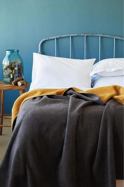 İssimo Home Κουβέρτα Απλή Ανθρακί Κίτρινη 200x220cm