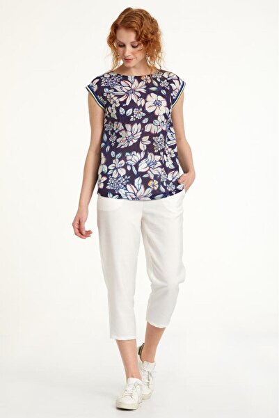 İKİLER Önü Dokuma Garnili Kolsuz Bluz 023-1504