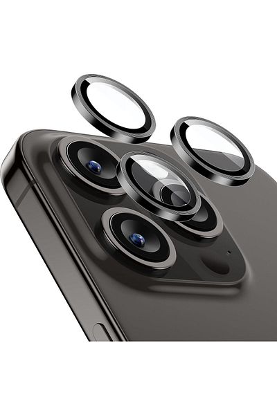 AWH Camera Lens Protector for iPhone 16/15/14 Pro Max/Pro, Scratch-Resistant, HD Glass (Black)