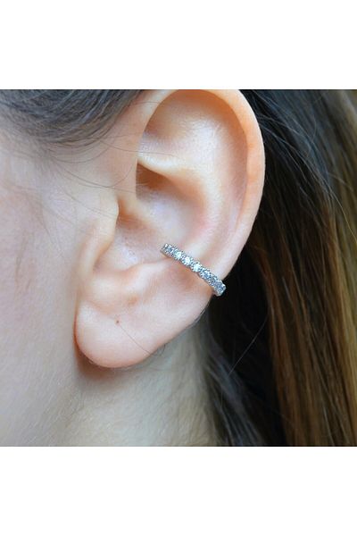 Heppii Thin Earcuff with Stone Compression Cartilage Earring Without Hole Cartilage Earring Thin Stone Earcuff