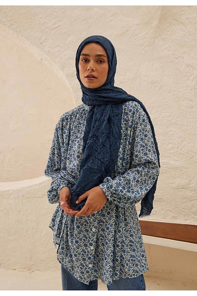Fresh Voile Crash Shawl Sapphire - Relaxed Fit