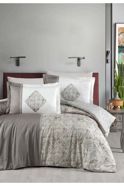 Luoca Patisca PRINTED SATIN DOUBLE PERSONAL Duvet Cover Set LORD BEIGE
