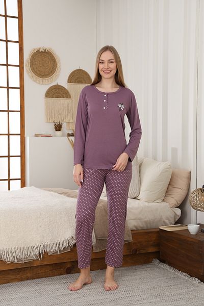 LİLA İÇ GİYİM Viscose Long Sleeve Women's Pajama Set