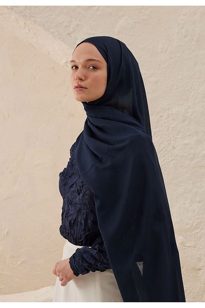 Fresh Midnight Blue Rami Viscose Swall
