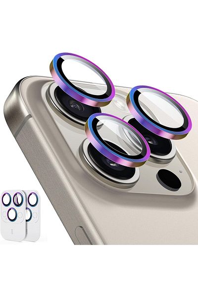 AWH 2 Pack Camera Lens Protector for iPhone 15/14 Pro Max/Pro, Scratch-Resistant, Chromatic
