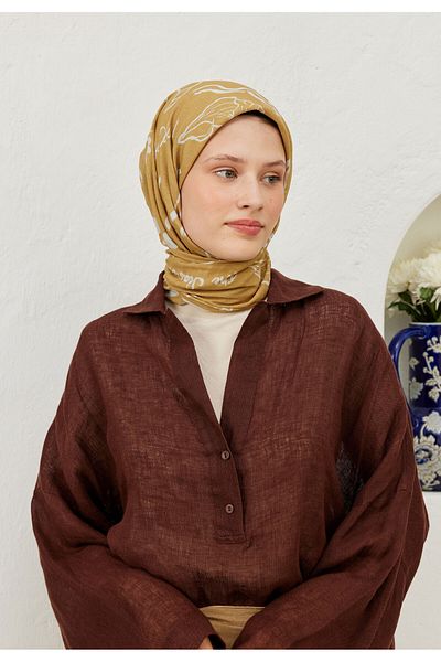 Fresh Soft Yellow Summer Vibes Patterned Cotton Scarf