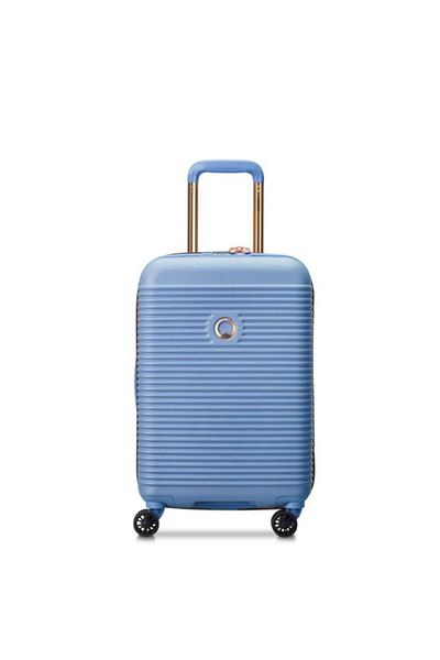Delsey Freestyle 55cm Hardcase Expandable 4 Double Wheel Cabin Luggage Trolley Sky Blue