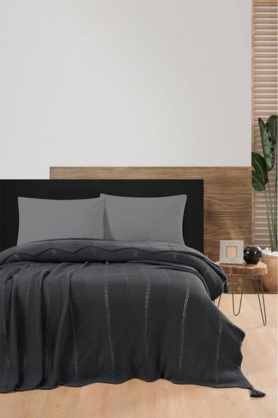Luoca Patisca SOPHISTIC DOUBLE PERSONAL ACRYLIC KNITTED BLANKET GRAY