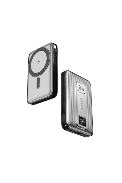 shaza 10.000 Mah 22.5w Magsafe Taşınabilir Şarj Cihazı Gri