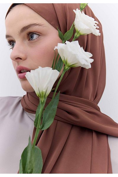 Fresh Silky Elegance Shawl - Brown Color